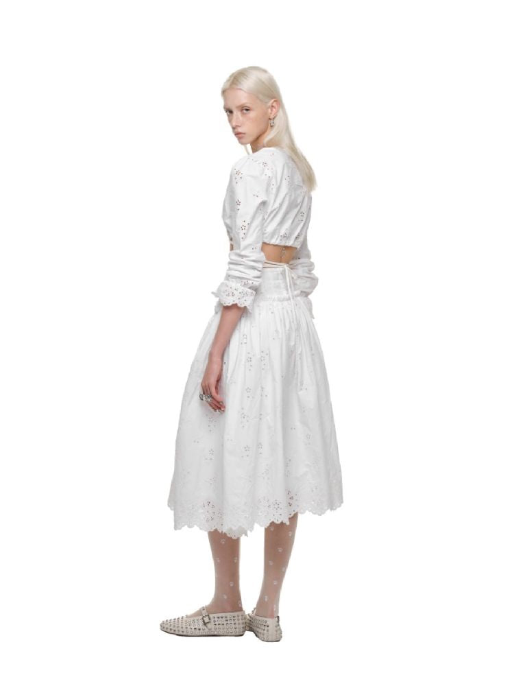 Hollow Jacquard Ultra Short Blouse【s0000011624】