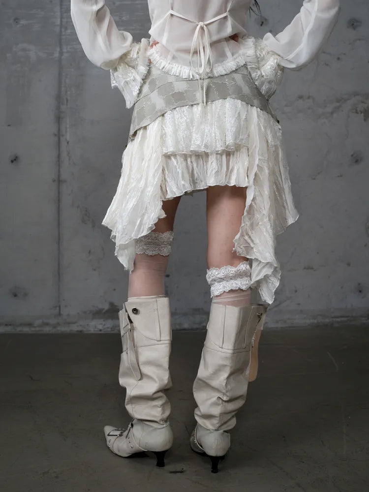 Asymmetrical multi-layer lace skirt【s0000013955】