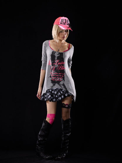 Sequin Patchwork Skull Bud Miniskirt【s0000018503】