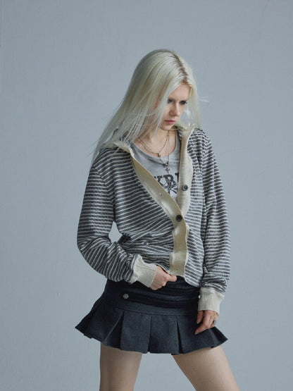 Gray Pleated Napoleon Mini Skirt【s0000018555】