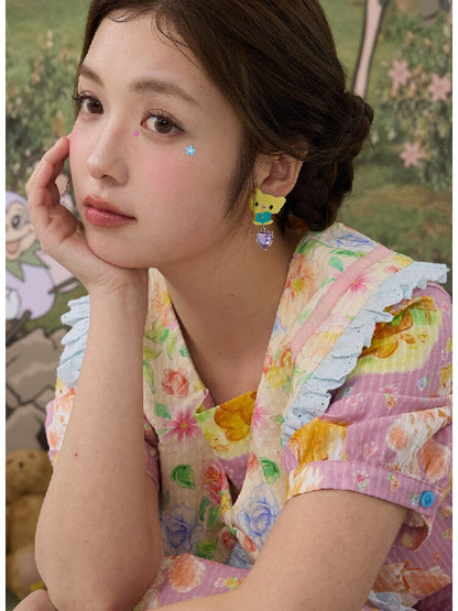 Cartoon Rhinestone Necklace Earrings【s0000017122】