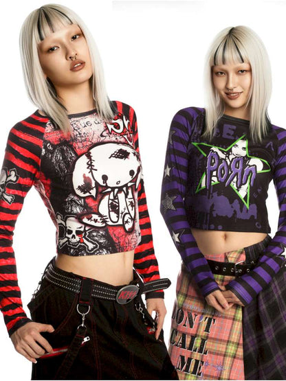 Sweet Cool Y2K Subculture Print Short Top【s0000014907】