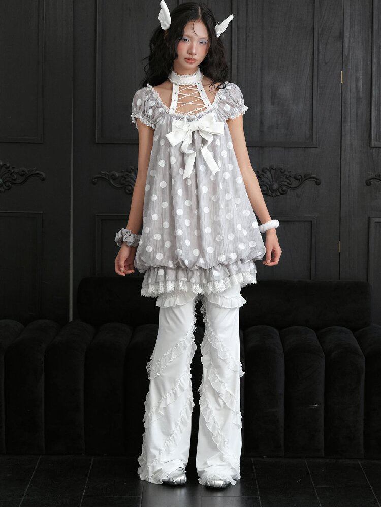 Original Girl Tie Polka Dot Dress【s0000018172】