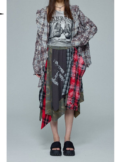 Camouflage Plaid Spliced Skirt【s0000016687】