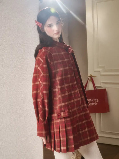 Red Check Coat Dress【s0000014328】