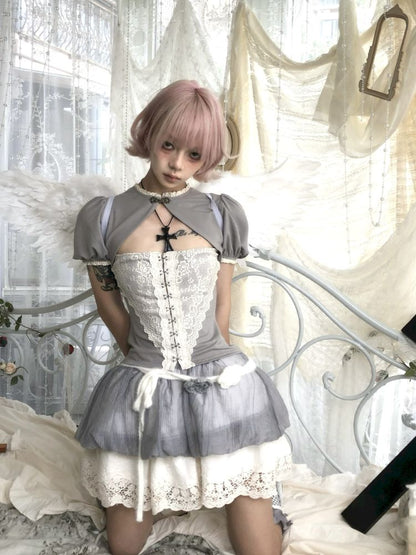 Fake two-piece tight short T-shirt【s0000013528】