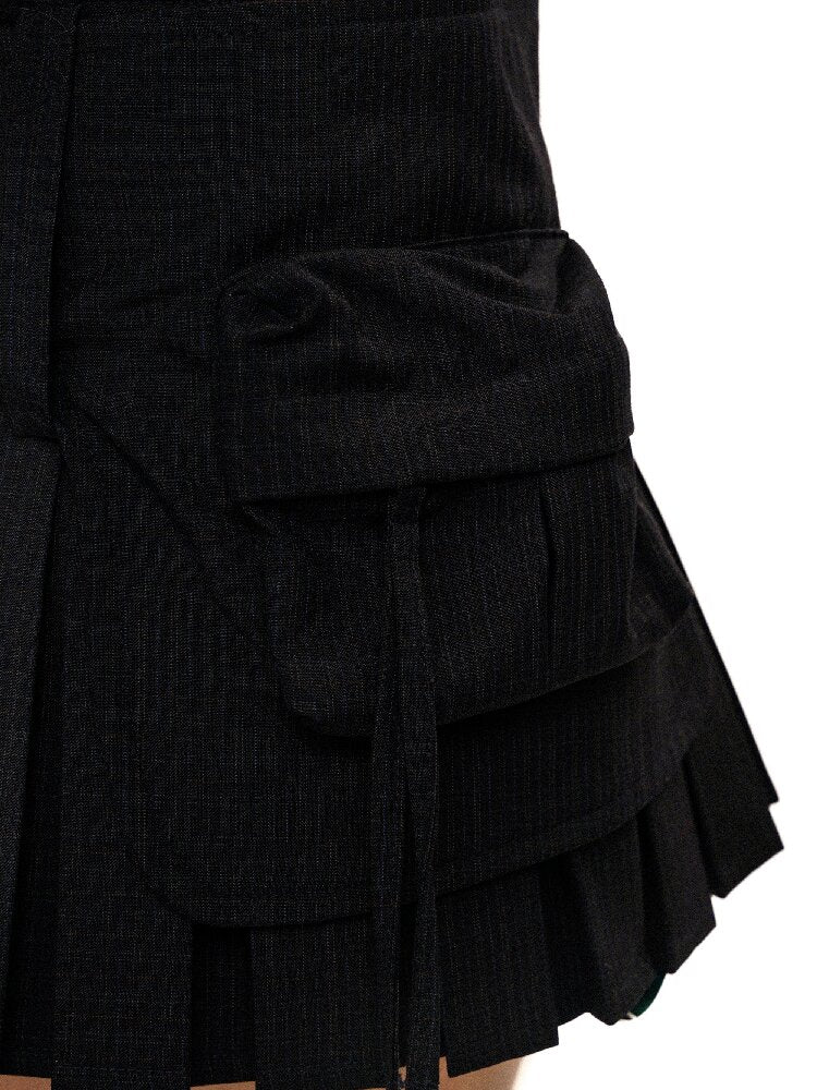 Dark Check Waist Bag Pleated Skirt【s0000016431】