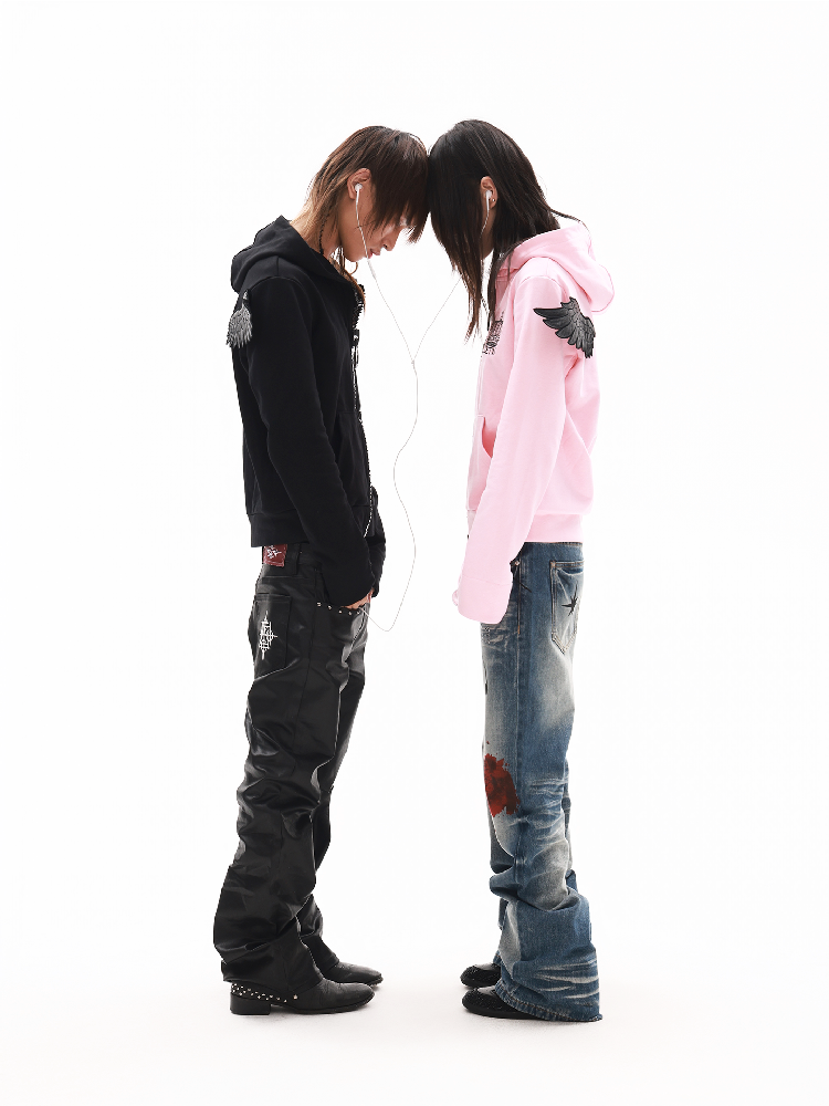 Angel Wings Crown Zip Sweatshirt【s0000018344】