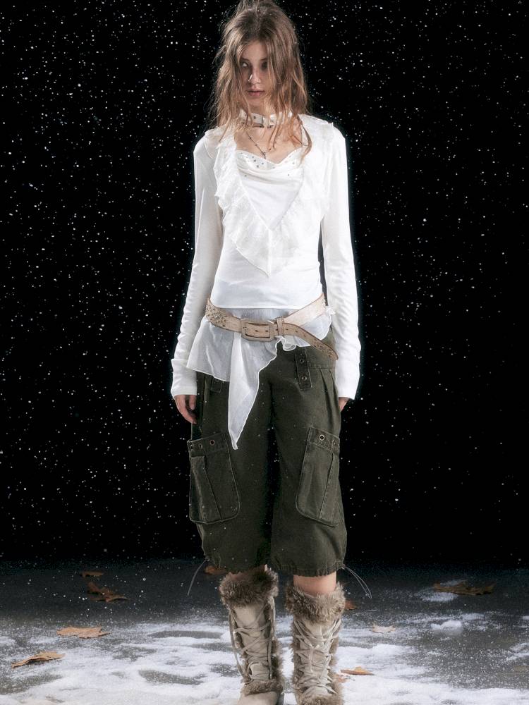 Distressed Pocket Cropped Pants【s0000014428】