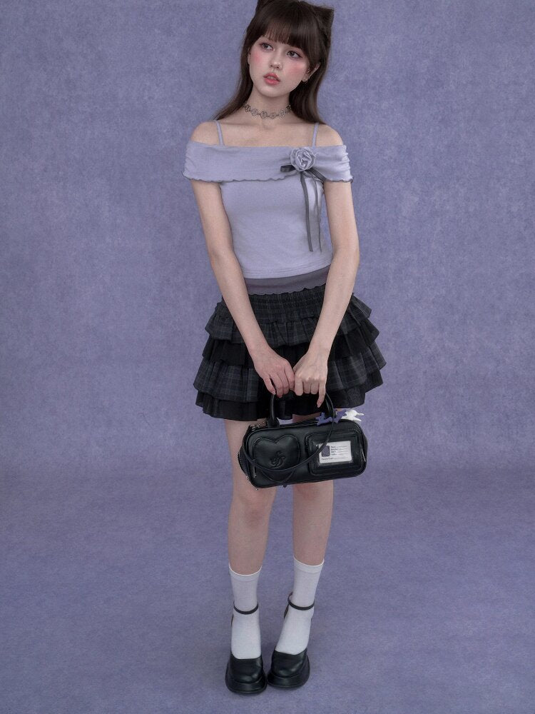 Rose Rainfall Off-the-Shoulder Top【s0000017270】