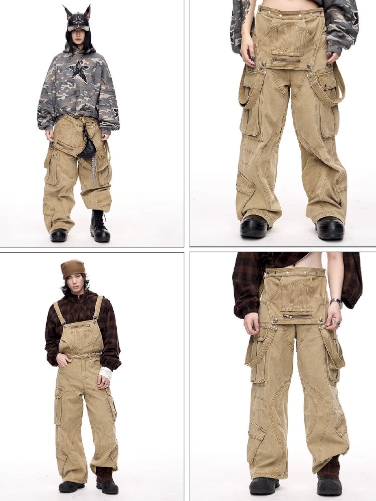 Multi-Pocket Workwear Bib Pants【s0000011364】