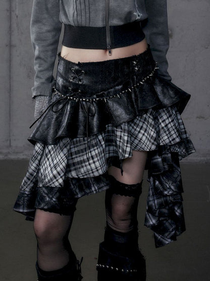 Heavy leather bustier skirt【s0000013467】