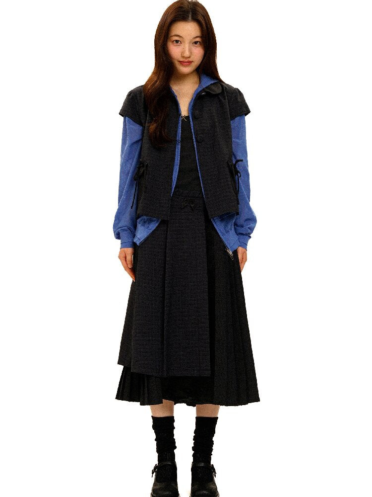 Plaid Puff Sleeve Skirt Set【s0000017925】