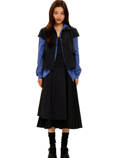 Plaid Puff Sleeve Skirt Set【s0000017925】