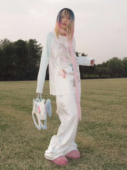 Horse Unicorn Raglan Sleeved Top【s0000015386】