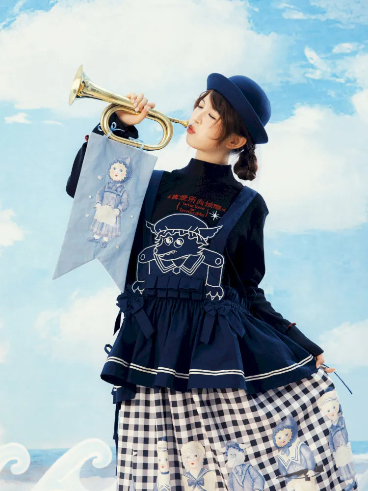 Navy Blue Layered Vest Apron【s0000014156】