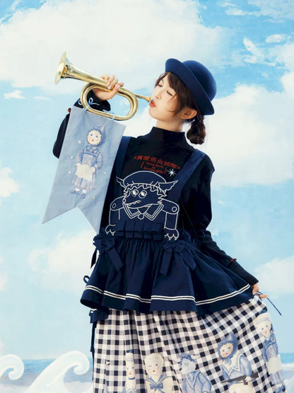 Navy Blue Layered Vest Apron【s0000014156】