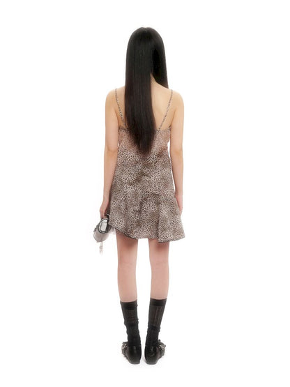 Leopard Mesh Spray Horsebit Halter Dress【s0000012499】