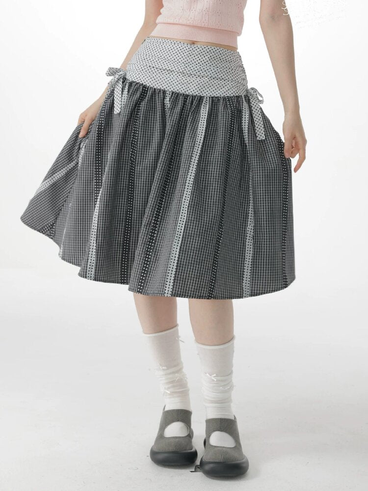Retro Academy Plaid Polka Dot Skirt【s0000017154】