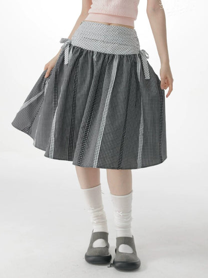 Retro Academy Plaid Polka Dot Skirt【s0000017154】
