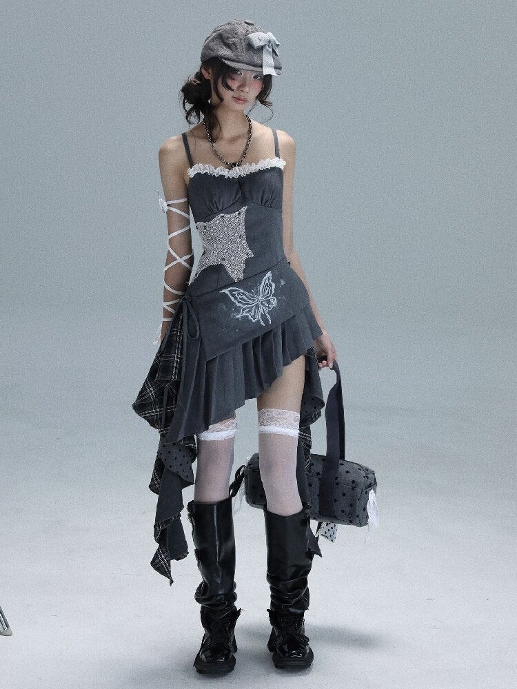 Polka Dot Plaid Stitching Dress【s0000016724】