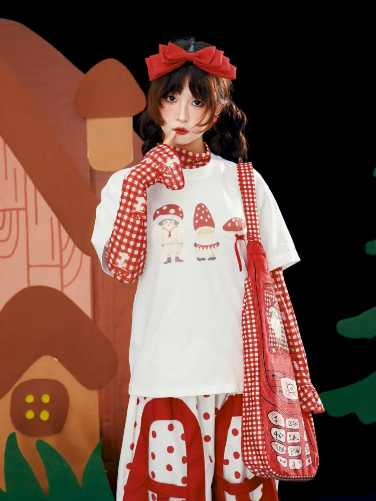 Bow Tie Versatile White Short-Sleeve T-Shirt【s0000013931】