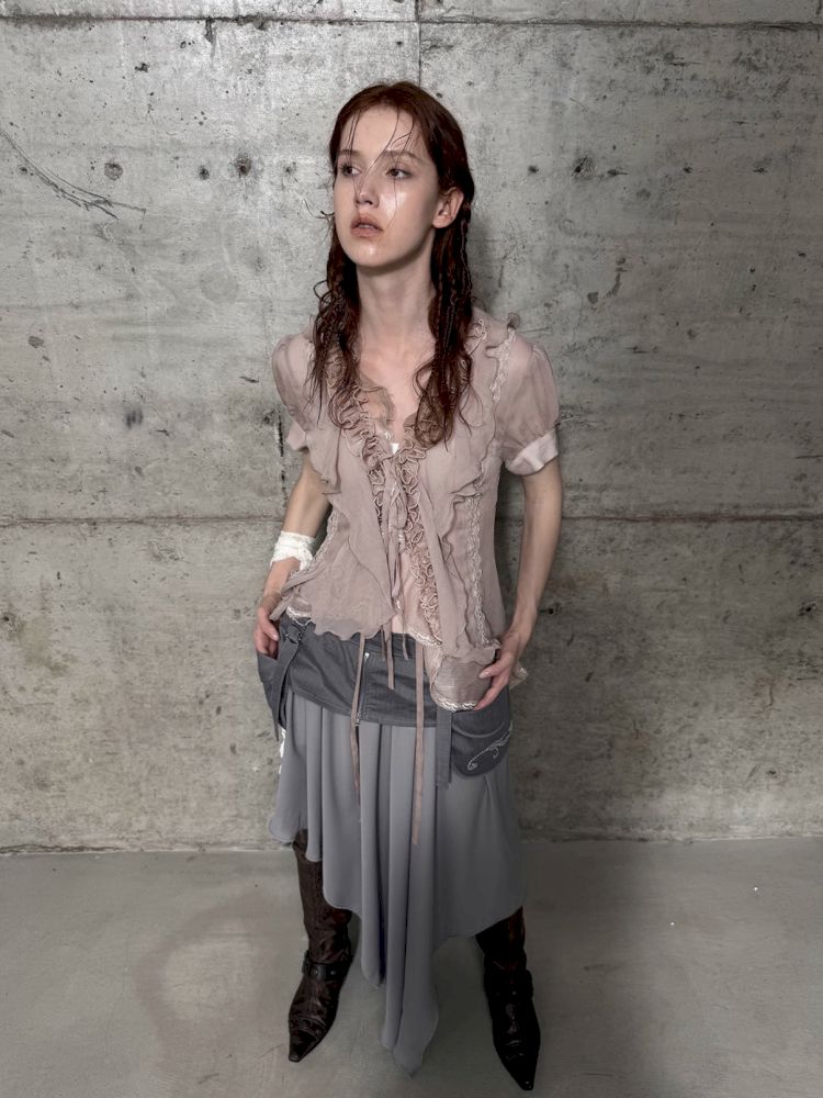 Multi-Layer Ruffled Irregular Hem “Jellyfish” Shirt【s0000012831】