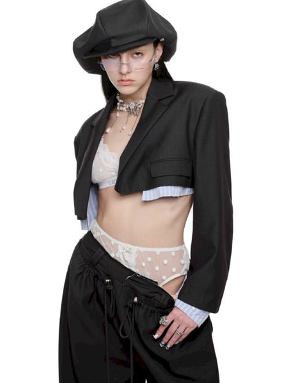 Ultra Short Gray Blazer【s0000011622】