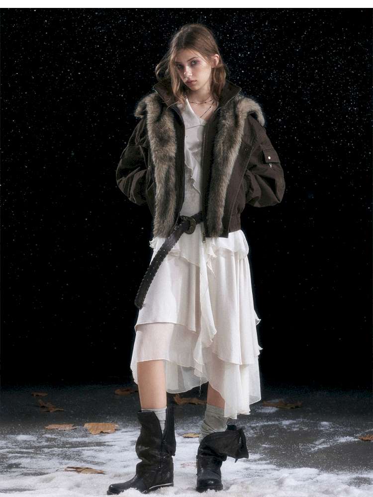 Vintage Distressed Flying Padded Jacket【s0000014673】