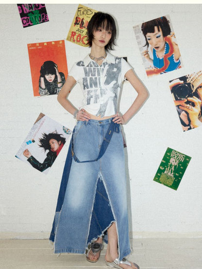 Irregular splicing denim back dress【s0000012431】