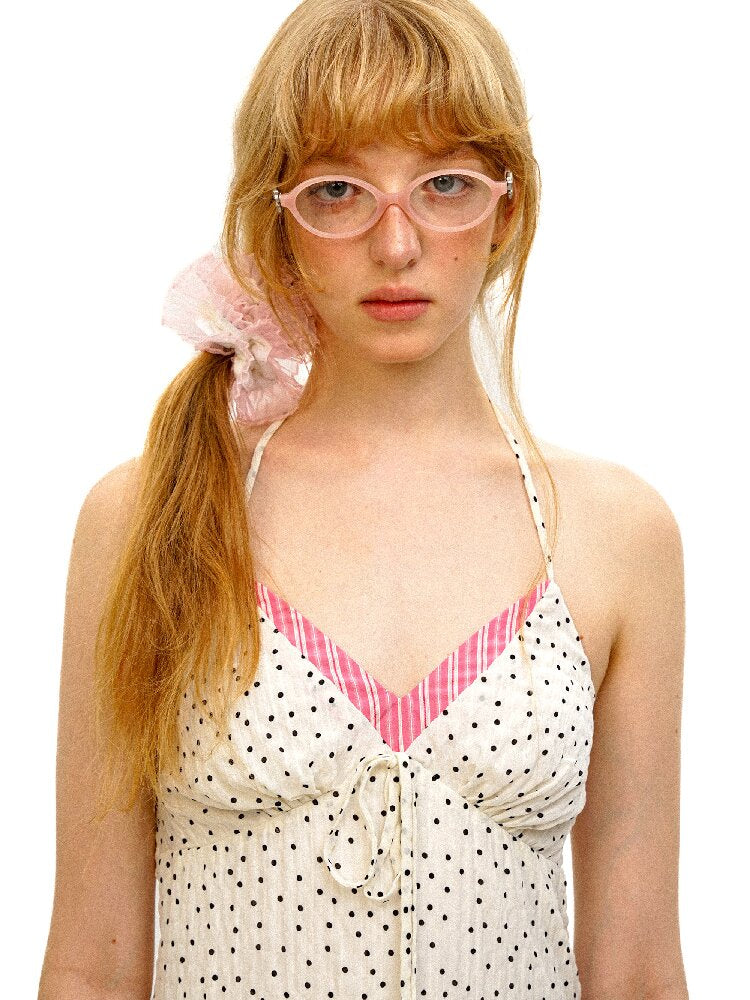 Paneled Polka Dot Lace Slip Dress【s0000016410】