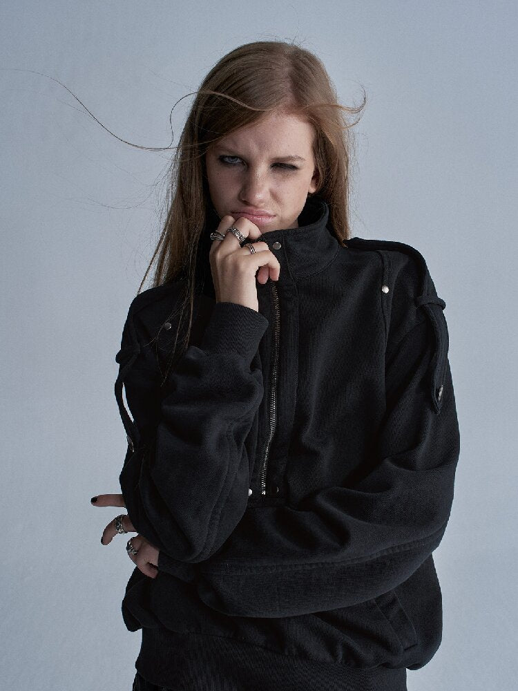 Loose Riveted Kangaroo Sweatshirt【s0000018469】