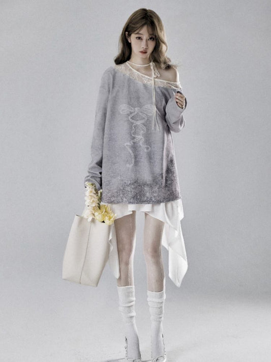 Off Shoulder Long Sleeve t-shirt【s0000007787】