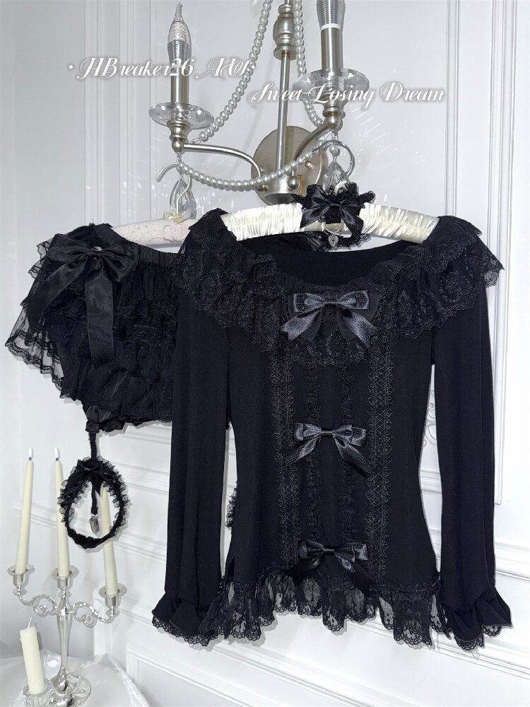 Multi-Layer Lace Bow Long Sleeve Shirt【s0000018533】