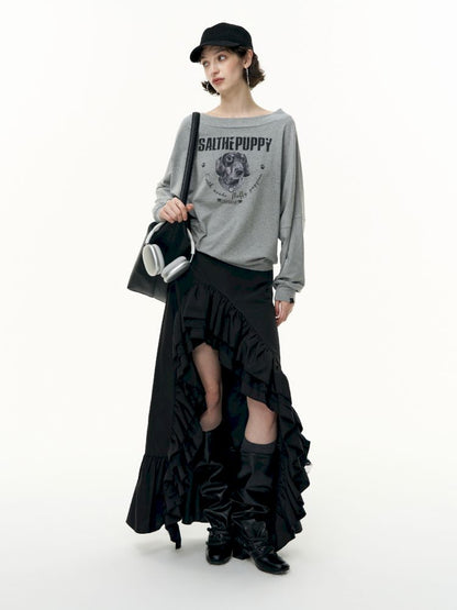 Irregular ruffled half-body skirt【s0000013746】