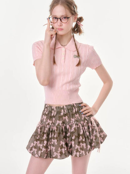 Twist Doll Collar Knitted T-Shirt【s0000016612】