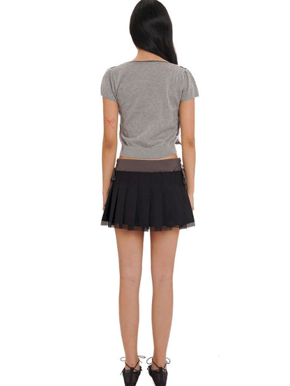 Bubble Sleeve Knit Short Sleeve Top【s0000013461】