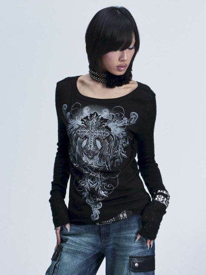 Two Tone Stretch Cross Rivet Top【s0000015010】