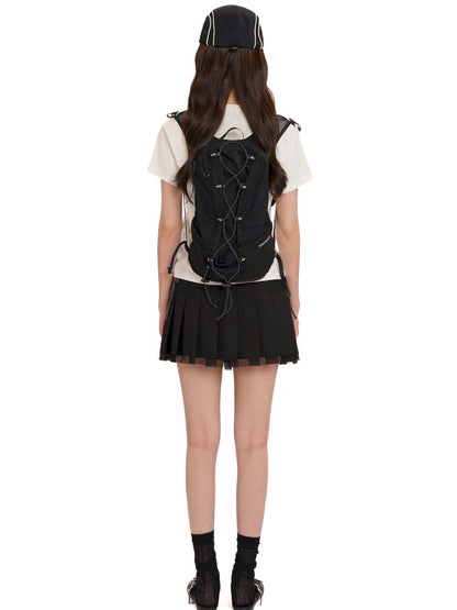 Hem Layered Mesh Pleated Skirt【s0000013431】
