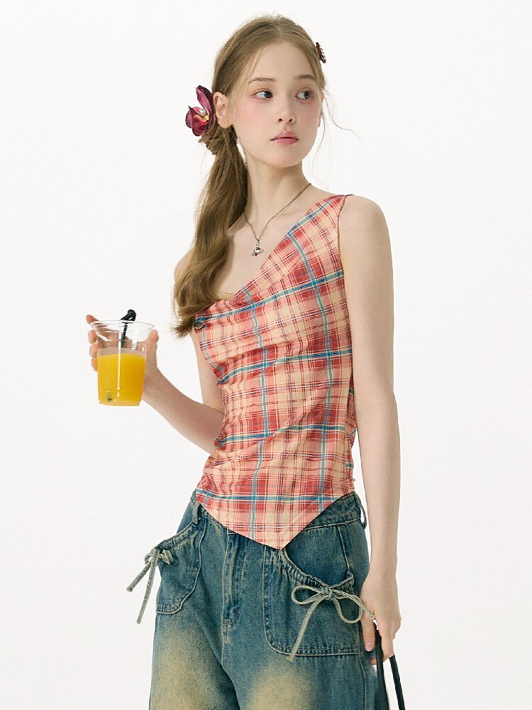 Summer Plaid Bow Vest Camisole【s0000017151】