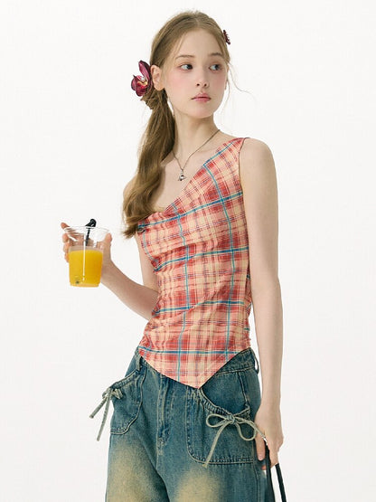Summer Plaid Bow Vest Camisole【s0000017151】
