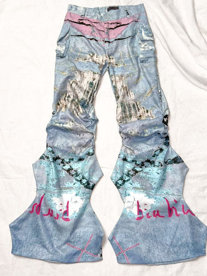 Graffiti Pleated Hottie Low Rise Pants【s0000011946】