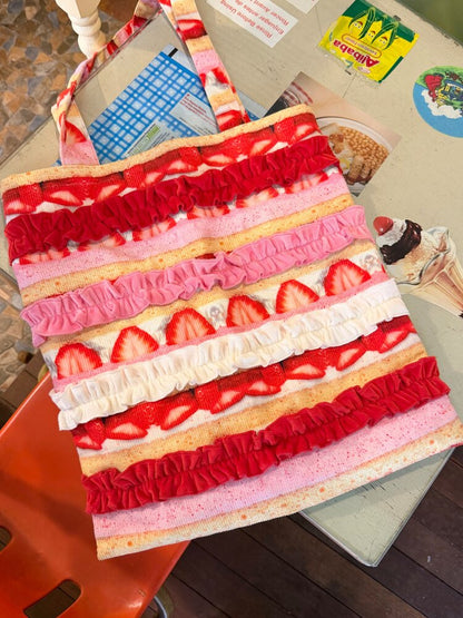 Strawberry Cake Corduroy Bag【s0000015611】