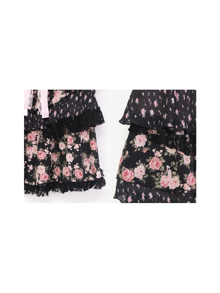 Irregular Fly-Sleeve Floral Camisole【s0000017249】
