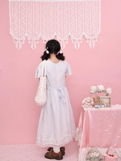 Lace Navy Neck Blue Dress【s0000013495】