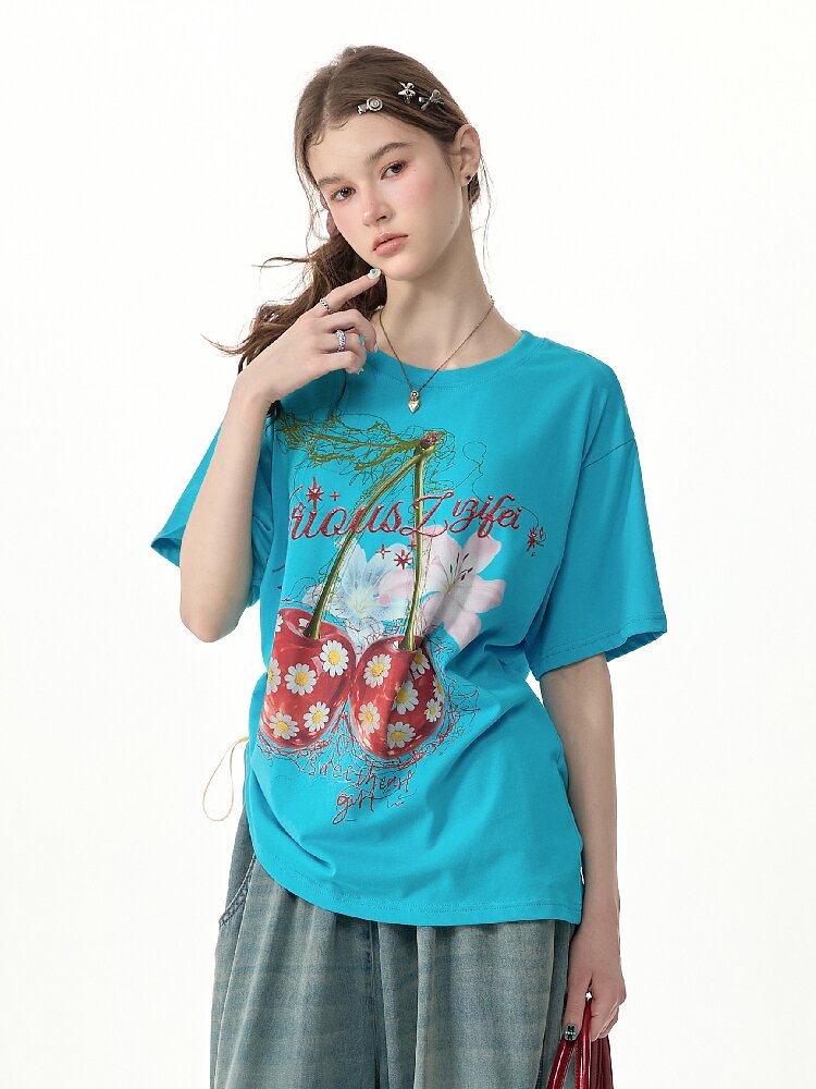 Daisy Cherry Vintage T Shirt【s0000017265】