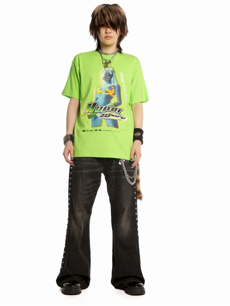 Hip-hop trend loose hundred T-shirt【s0000013602】