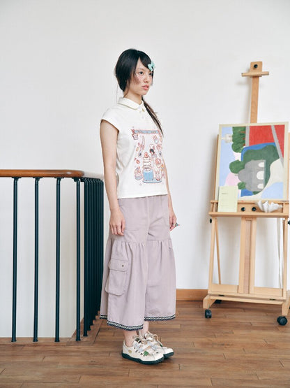 Lace Wide Leg Crop Pants Versatile【s0000018717】