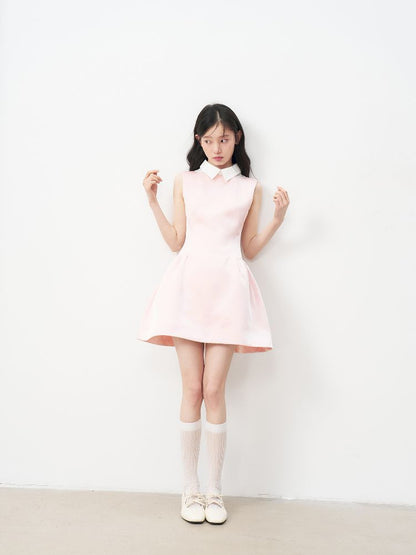 Pale Pink Glossy Satin Vest Dress【s0000011954】