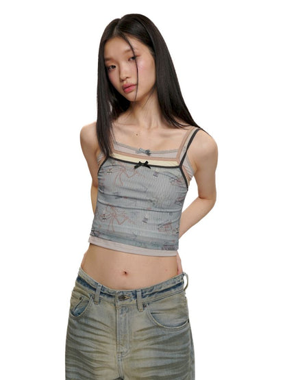 Three pieces of material splicing camisole【s0000012511】